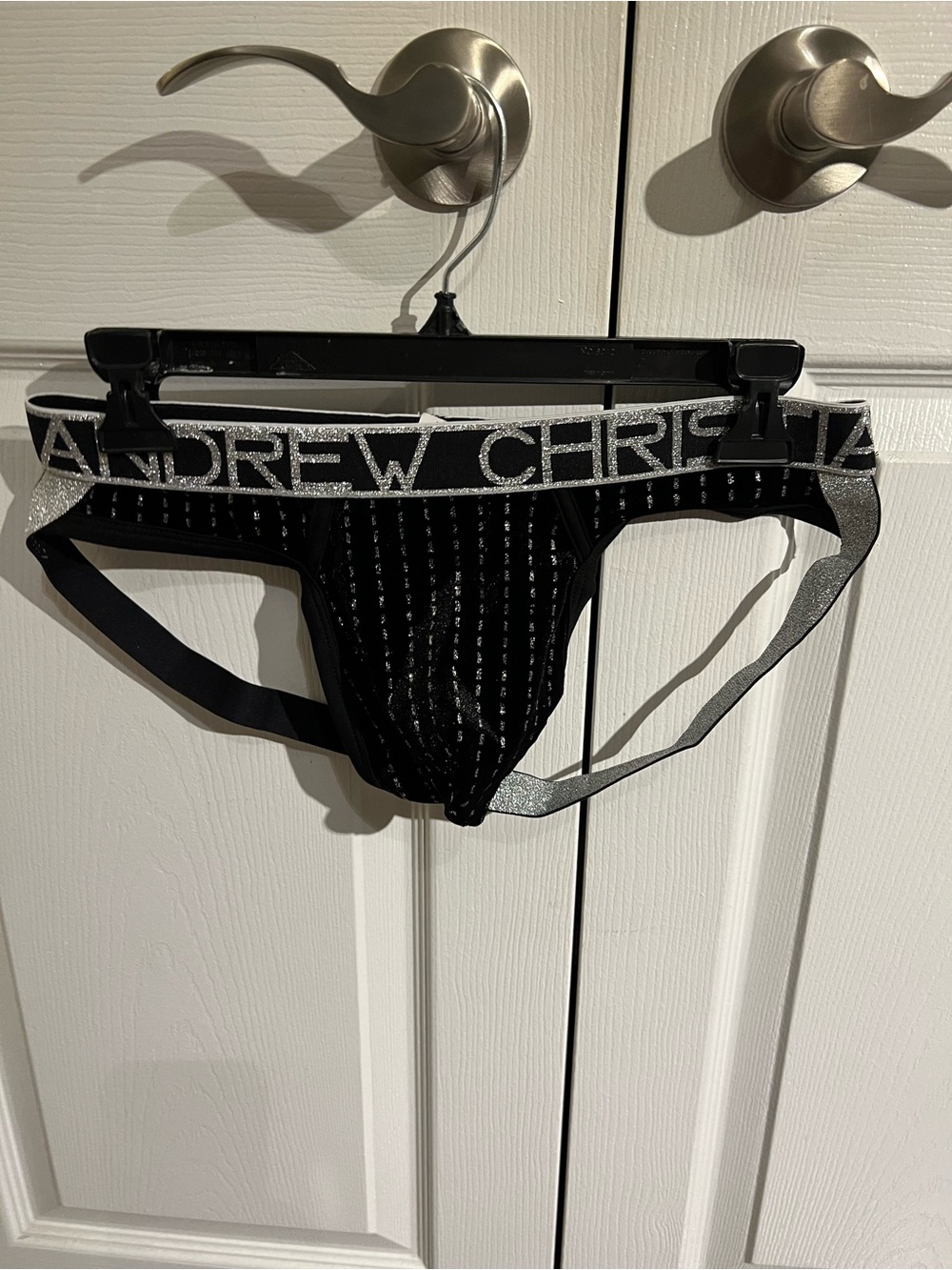 Andrew Christian Black Glitter Stripe Jock Brief